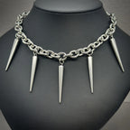 Gothic Large Spike Rivet Chunky Chain Necklace Unisex Stainless Steel Punk Style Grunge Jewelry Accessory for Women Men