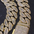 Cuban Bracelet Iced Out Gold 18K 20MM 3 Row