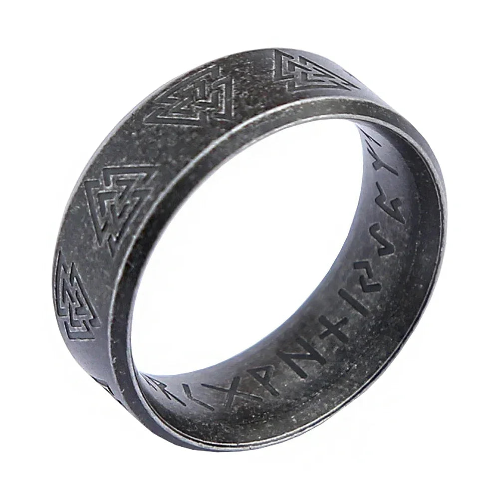 Viking Valknut Rune Amulet Ring — Stainless Steel