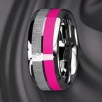 Red Personalized Couple Tungsten Carbide Ring with Spider Pattern Dome Edge,Comfortable Fit, Fashionable Daily Item,Wedding Ring