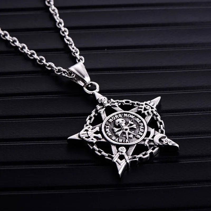 Skull Steel Pendant Five Star