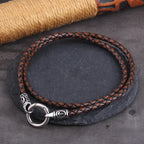 Nordic viking rune with Open Round Clasp pendant necklace stainless steel chain with wood box
