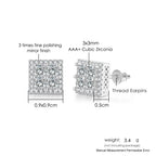 Iced Out Round Square Stud Earrings — Gold