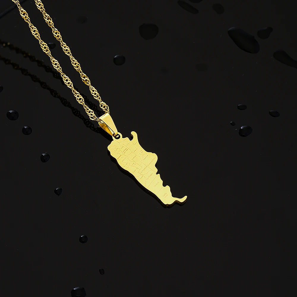 Fashion Argentina Map City Pendant Necklace Stainless Steel Men Women Gold Color Ethnic Maps Jewelry Gift