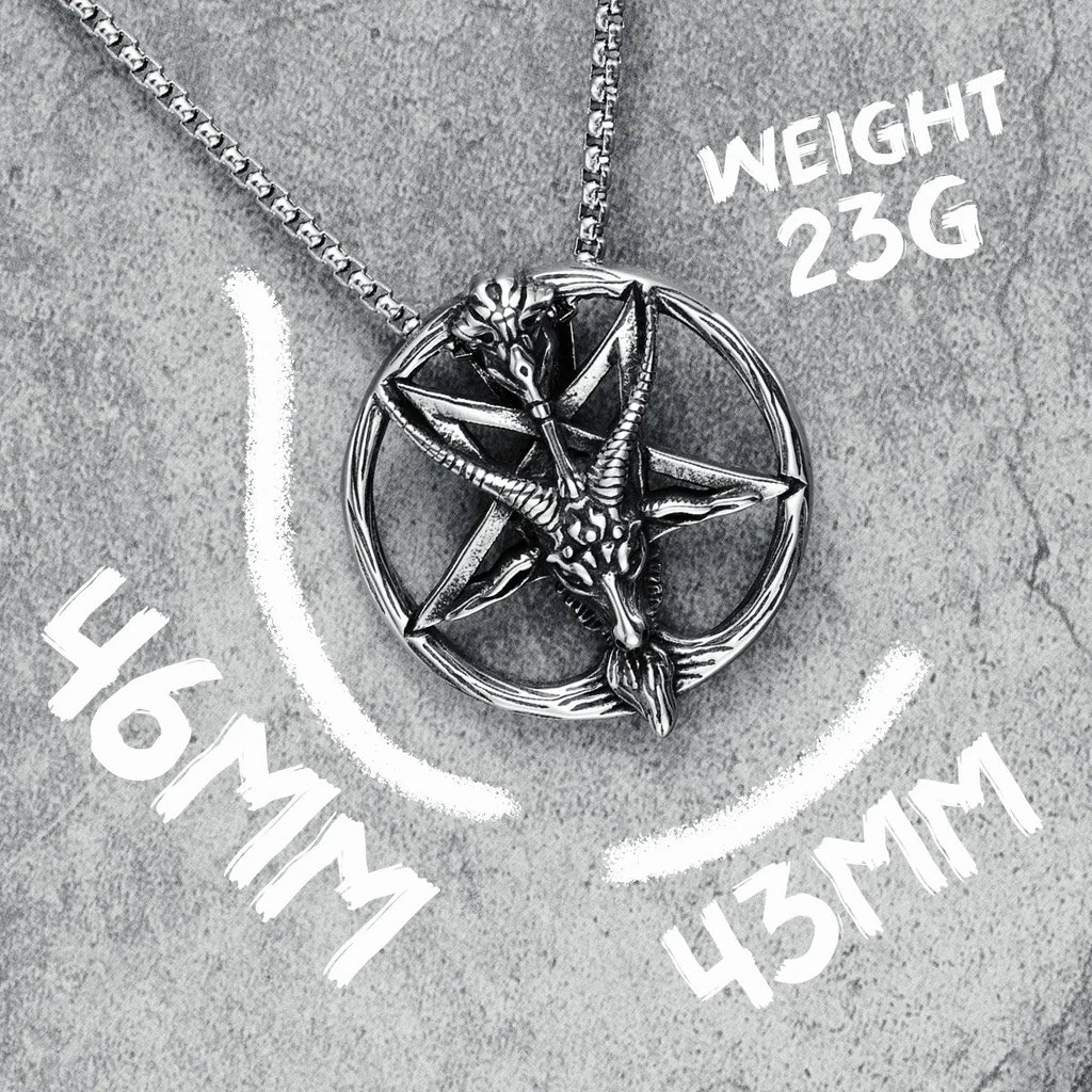 Gothic Baphomet Pentagram Pendant Men Necklace Stainless Steel Satanic Jewelry Heavy Metal Punk Chain Rock Punk for