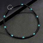 New Natural Black Stone Men Necklace Matte Lava Obsidian Beads Healing Meditation 45cm Collar Jewelry Charm Homme Neck