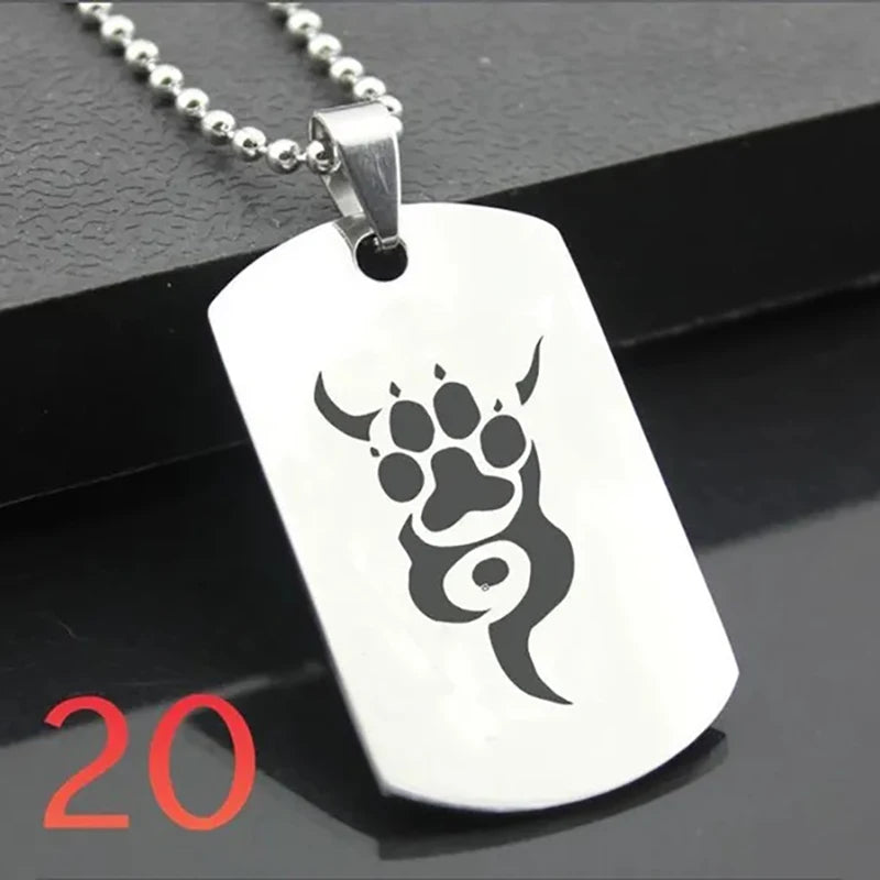 Wolf Dog Tag Pendant Necklace — Stainless Steel