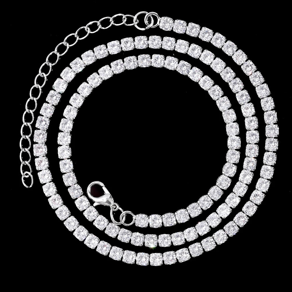 Iced Out Cuban Link Chain For Men Bling Square Tennis Chain Diamond Cuban Chain Hiphop Necklace Jewelry