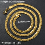 Flat Herringbone Chain Necklace — Stainless Steel