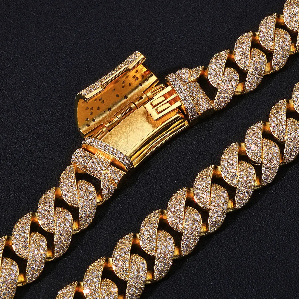 Iced Out Cuban Chain Necklace Stainless Steel 22MM