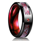 Fashion 8mm Stainless Steel Celtic Dragon Rings For Men Inlay Purple Carbon Fiber Rings Wedding Band Jewelry Birthday Gifts