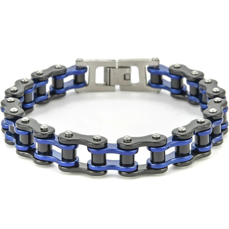 13MM Wide Men's Motorcycle Chain Bracelet Stainless Steel Bicycle Link Design Man Bracelets for Men Punk Rock Jewelry 9