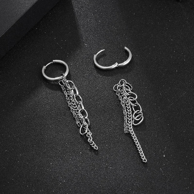 Fringed Chain Earrings — Stainless Steel