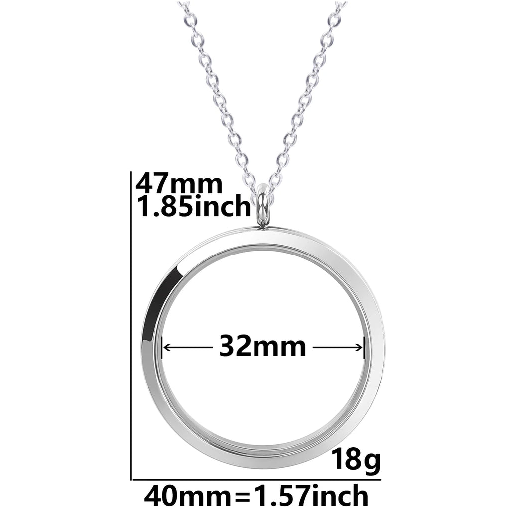 Round Pendant Necklace Locket Charm Stainless Steel Necklaces For Women Men Jewelry Chain Around Neck Necklace Decoration Gifts
