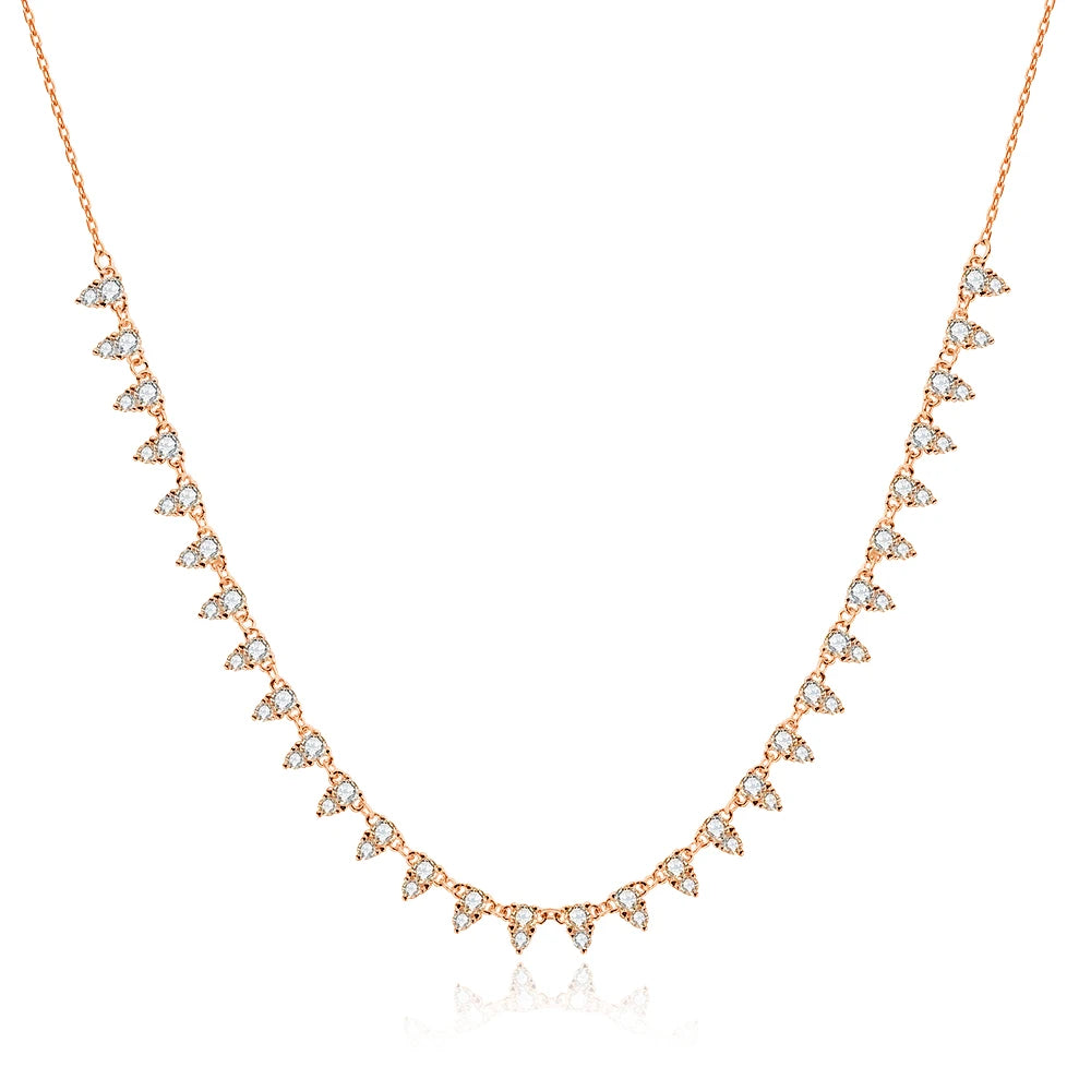KNOBSPIN 2mm/3mm D Color Moissanite Tennis Necklace s925 Sterling Silver 18inch Chain, Wedding Necklaces for Women Fine