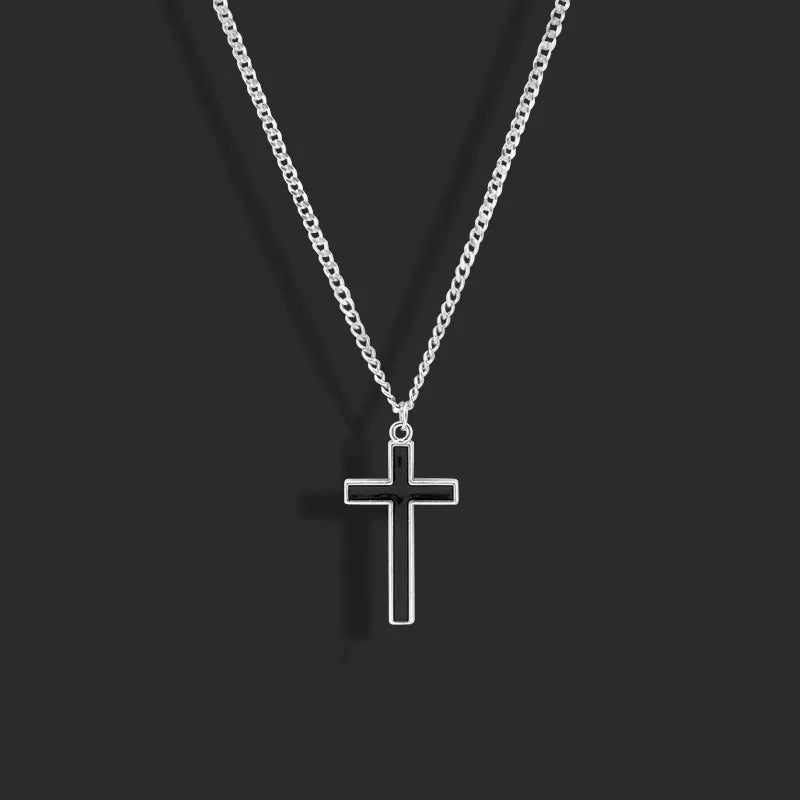 Cross Black Pendant Japanese Korean