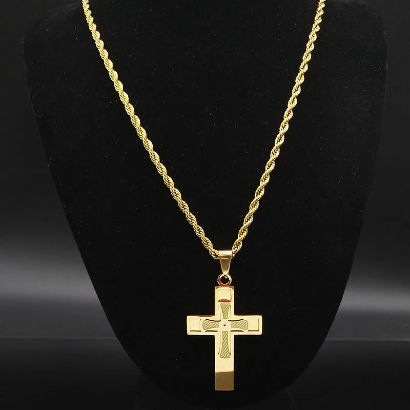 Big Cross Pendant Necklace — Gold