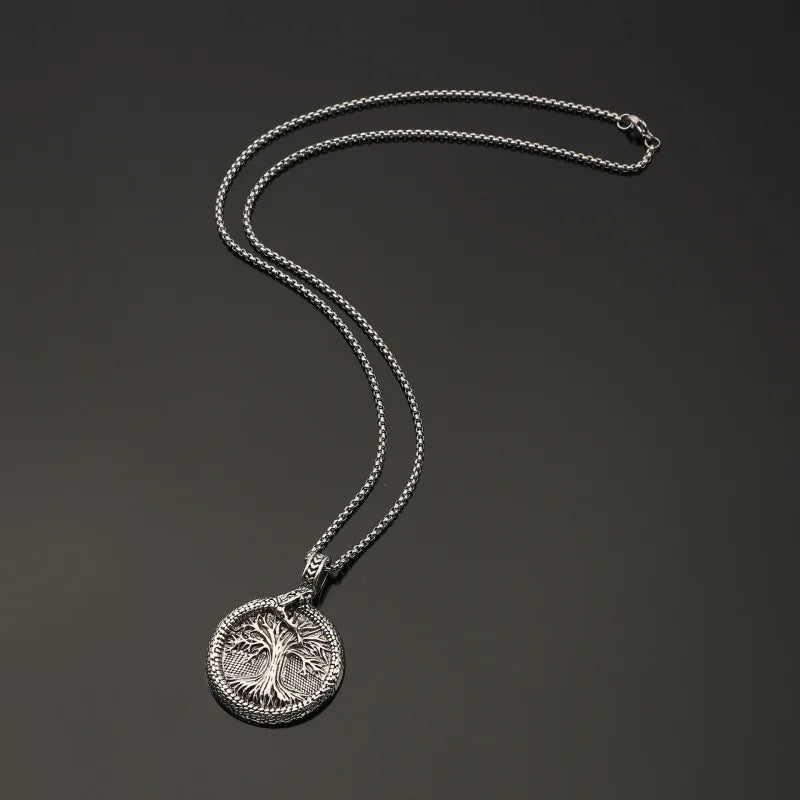 Vintage Viking Tree of Life Pendant Necklace — Two-Tone