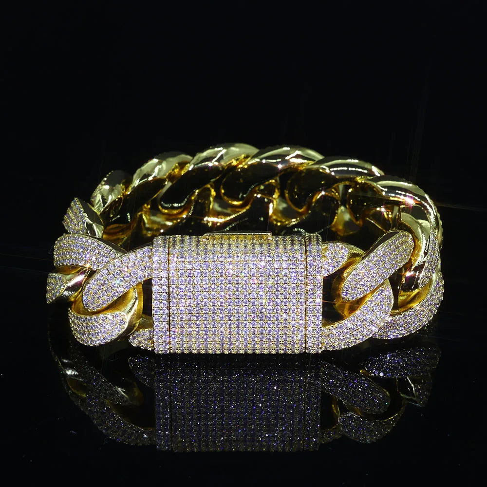 Bling Zircon Cuban Link Chain for Men Iced out 20mm Width Big Bubble Cuban Necklace Hip Hop Man Jewelry Won't Flip