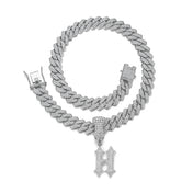 A-Z Initial Letter Pendant Necklace — Iced Out Gold CZ