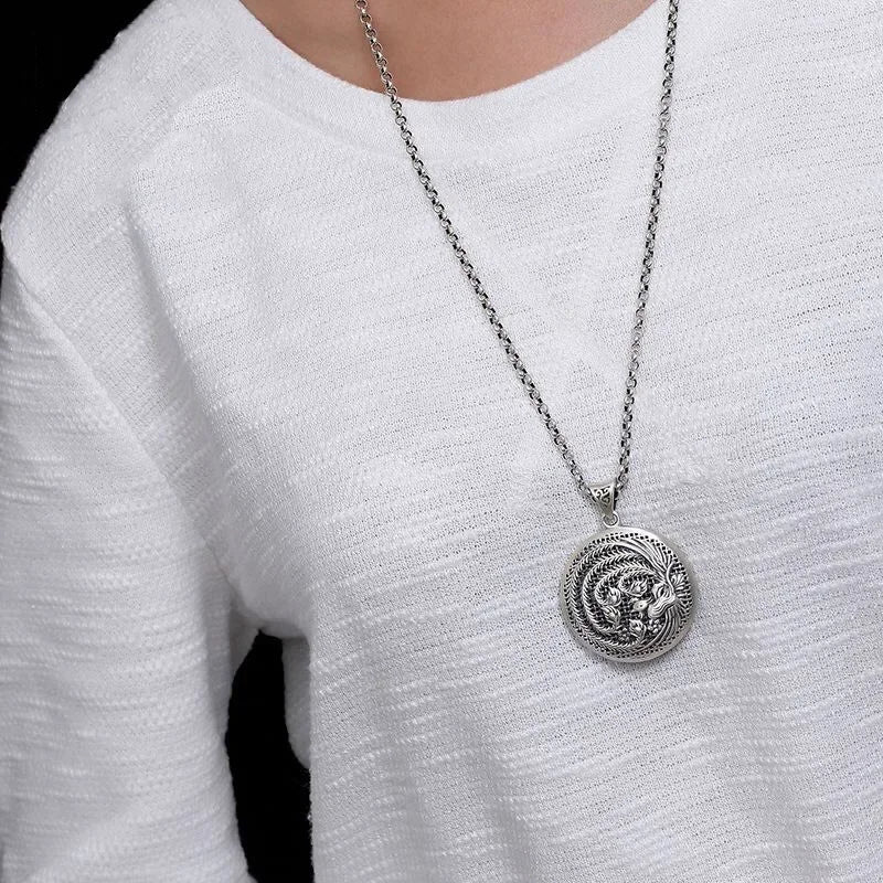 Silver-Tone Phoenix Pendant Necklace — Hollow Out