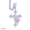 2025 New Iced Out Cross Pendant Necklace for Men Women Bling Silver Color Cubic Zirconia Cross Cuban Chain Hip Hop