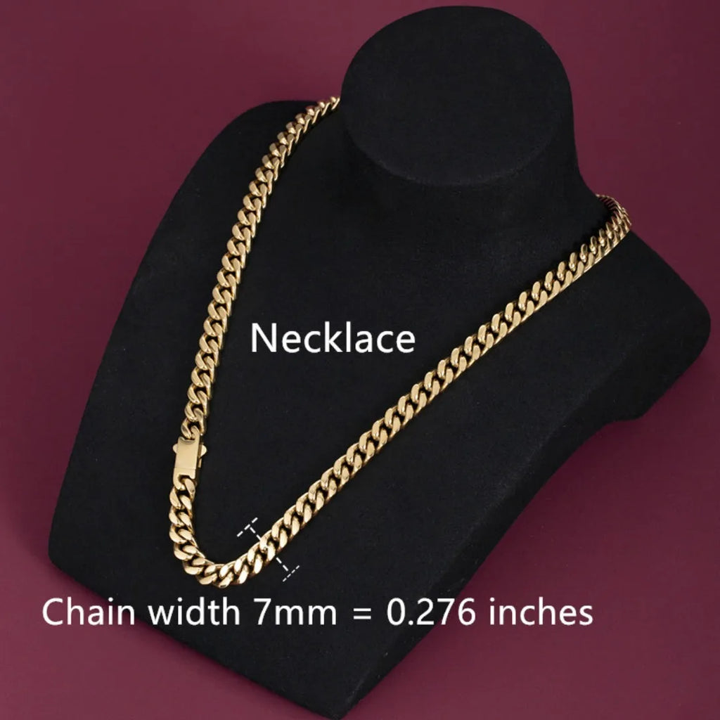 ULJ Hip-Hop Jewelry Men and Women Stainless Steel Miami Cuban Link Street Rapper Necklace Waterproof Chain