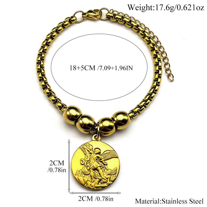Archangel Michael Hand Chain Bracelet — Stainless Steel