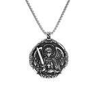 New Vintage Saint Michael Angel Pendant Necklaces Stainless Steel  Punk Motorcycle Amulet Angel Necklace For Men Fashion Jewelry