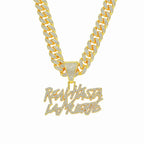 Men Hip Hop Double Row Spliced Letters Pendant Necklace with 13mm Cuban Chain Hiphop Iced out Necklace Fashion Punk