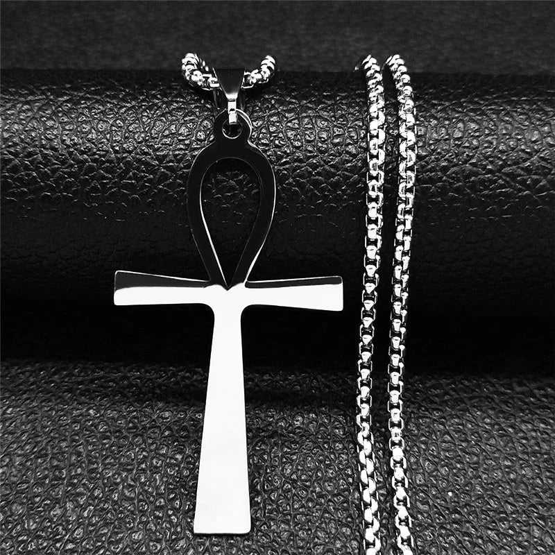 Gothic Ankh Cross Pendant Necklace — Stainless Steel