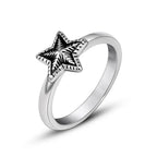 1Pcs Non-Fading Stainless Steel Cross-Border Five-Pointed Star Men's Ring Punk Hip-Hop Jewelry
