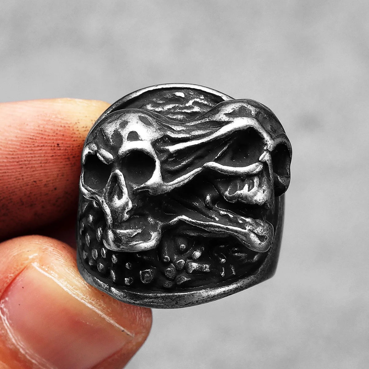 Gothic Skull Ring Black — Stainless Steel
