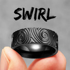 Fingerprint Swirl Ring — Stainless Steel