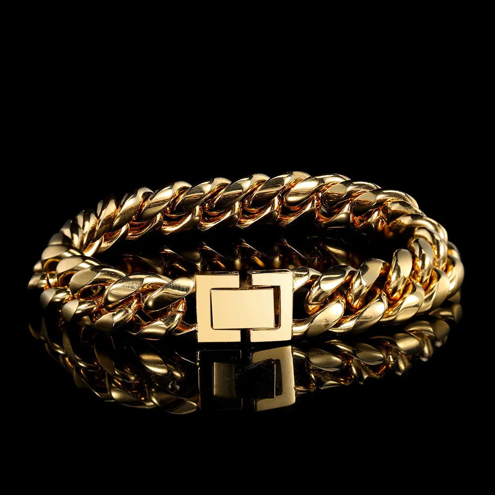 Black Cuban Chain Bracelet Stainless Steel Miami