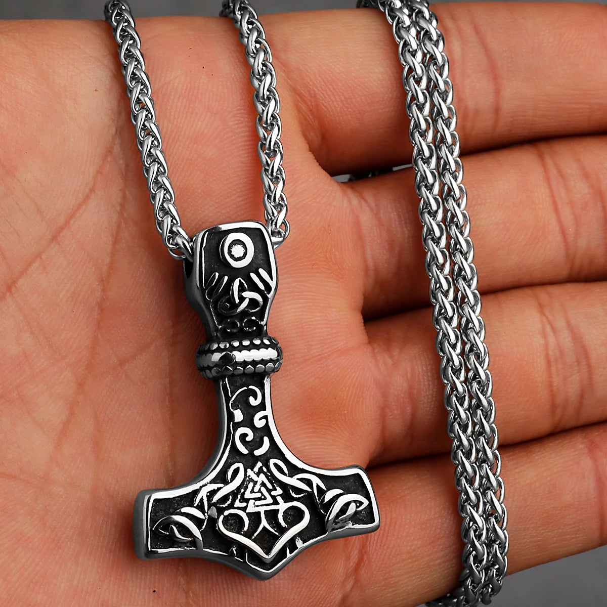 Original Viking Stainless Steel Thor Hammer Multiple Styles Domineering Unisex Necklace Pendant Boyfriend Gift