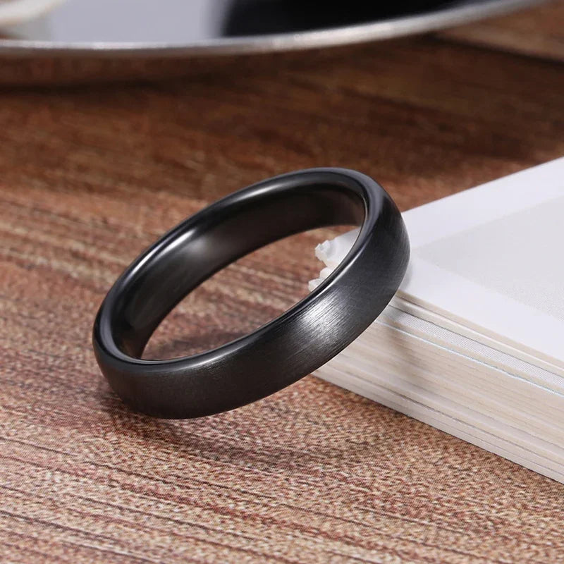 Ceramic Brushed Black Band Ring