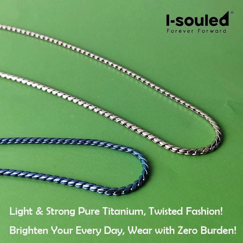 Pure Titanium Twisted Rope Chain Necklace 2.5mm Hypoallergenic Unisex Fashion