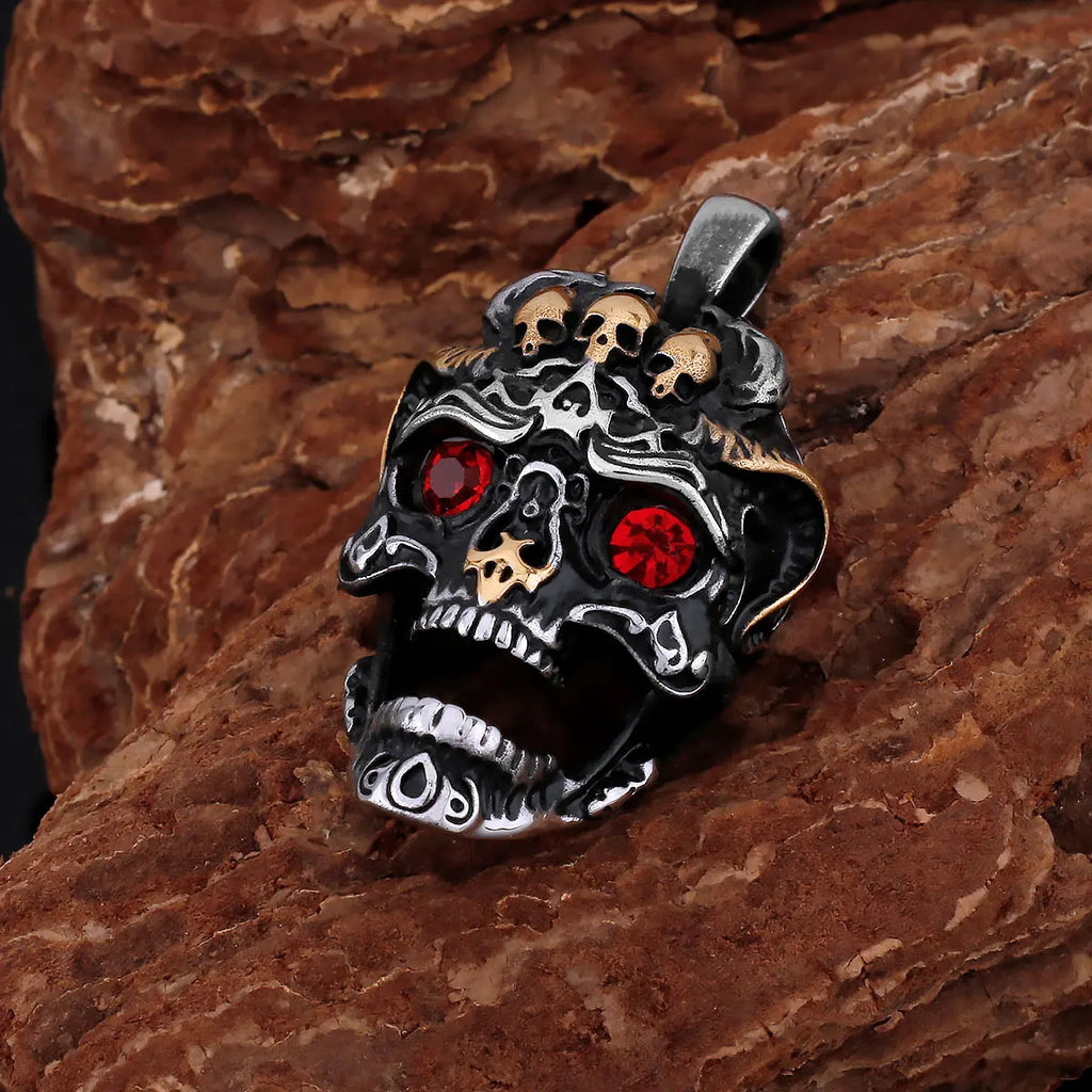 Viking Ghost Skull Pendant Necklace — Stainless
