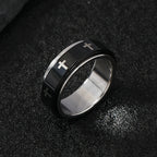 Cross Steel Ring 316L Rotating Style Finger
