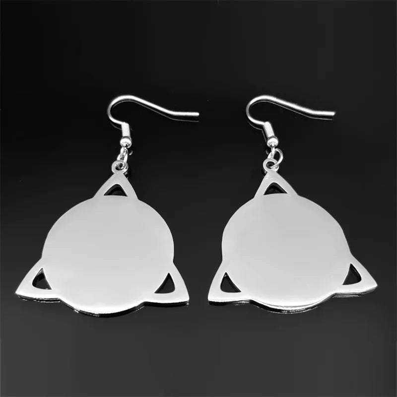 Celtic Silver Earrings Retro Witch Knot Pattern