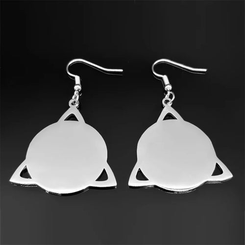 Celtic Silver Earrings Retro Witch Knot Pattern