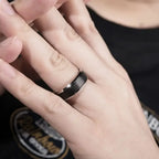 Top Quality Simple Stainless Steel Men Rings Western Titanium Steel Black White Ring For Fashion Jewelry