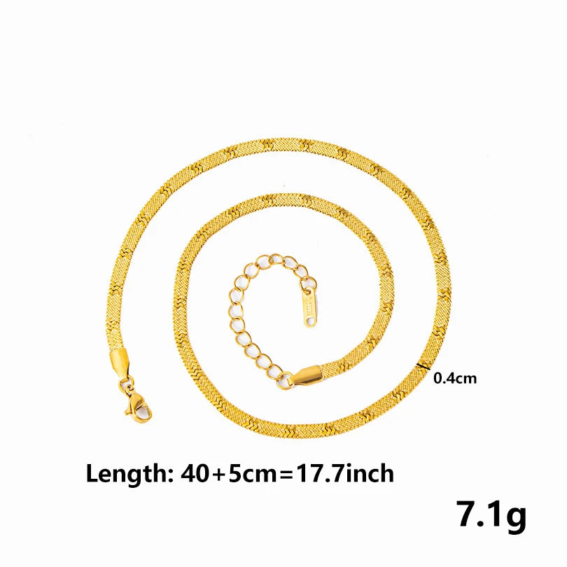 1pc Fashion Unisex Snake Chain Stainless Steel Jewelry Flat Snake Herringbone Chain Necklaces for Women Men New Trend