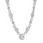 Iced Out Star Cuban Chain Necklace Moon CZ