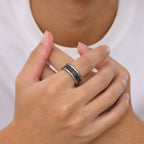 Iced Out Black CZ Stone Ring 8mm — Stainless Steel