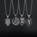 Wolf Tiger Lion Pendant Necklace — Stainless Steel