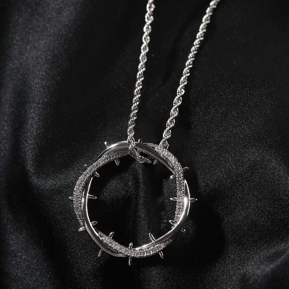 UWIN Crown of Thorns Pendant Necklace Iced Out Möbiusband Hoop Pendants for Gift Fashion Jewelry