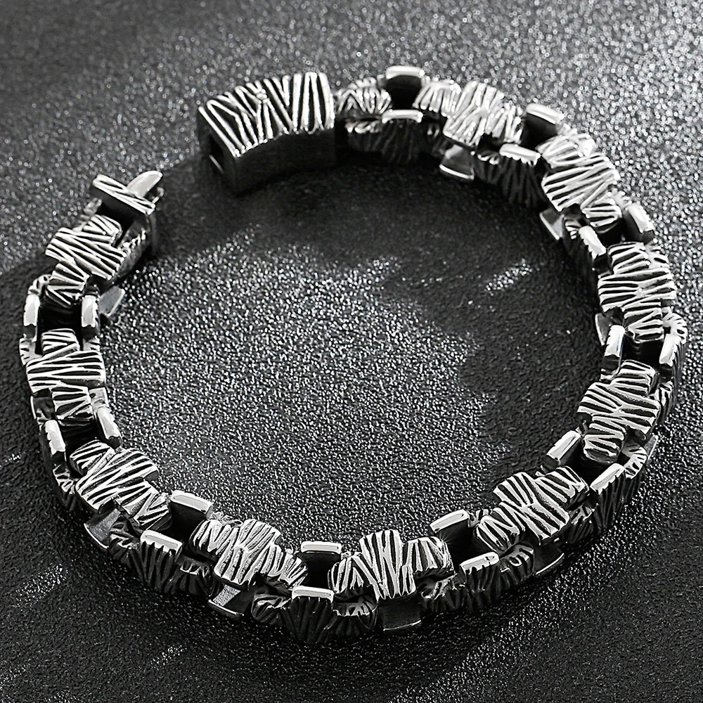 Vintage 10MM Width Men's Cross Bracelet Stainless Steel Punk Link Chain Gothic Streetwear Punk Jewelry Accessory for