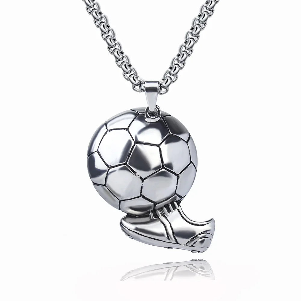 Stainless Steel Basketball Pendant Necklace